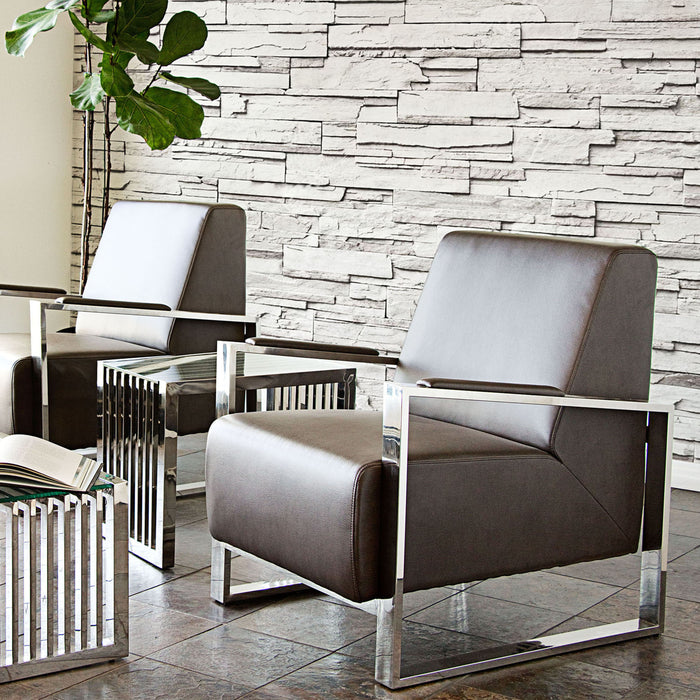 Century Accent Chair w/ Stainless Steel Frame by Diamond Sofa - Elephant Grey