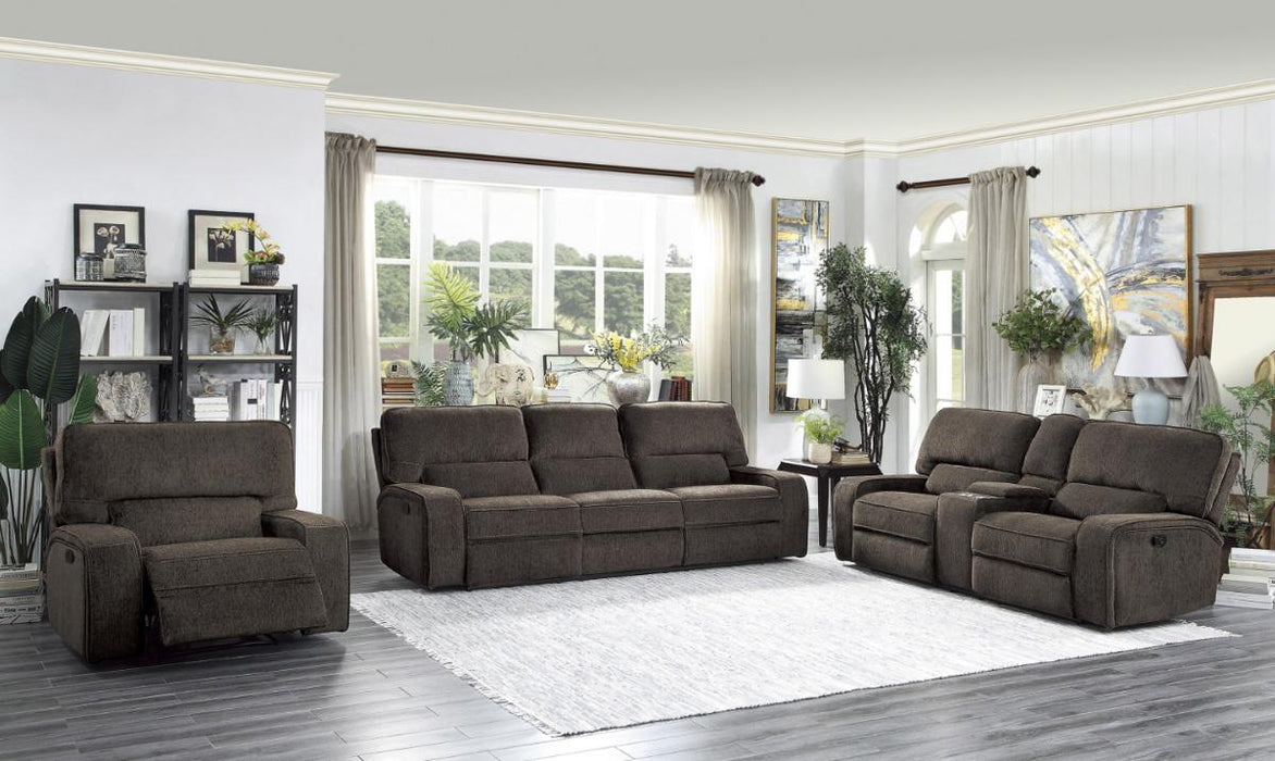 Homelegance Furniture Borneo Power Double Reclining Sofa in Chocolate
