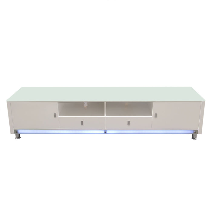 K99 83 Inch Low Profile Entertainment Cabinet in White Lacquer Finish w/ RGB Multi-Color Accent Light by Diamond Sofa