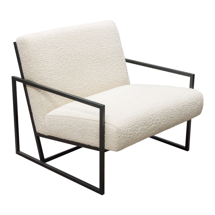 Luxe Accent Chair in Bone Boucle Textured Fabric with Black Powder Coat Frame by Diamond Sofa