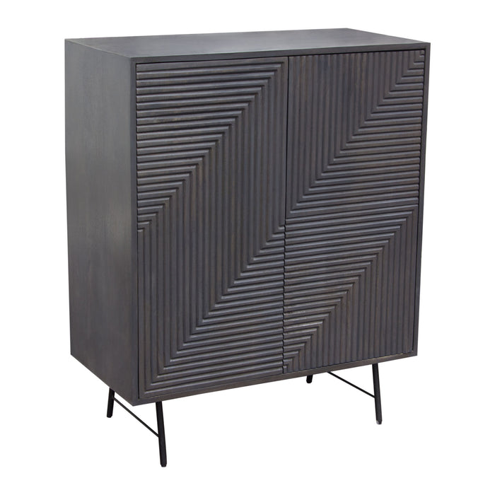 Neo 2-Door Solid Mango Wood High Cabinet in Smoke Grey Finish w/ Gun Metal Finished Base by Diamond Sofa