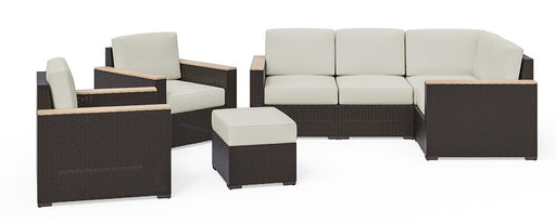 Palm Springs Outdoor 4 Seat Sectional, Arm Chair Pair and Ottoman by homestyles image