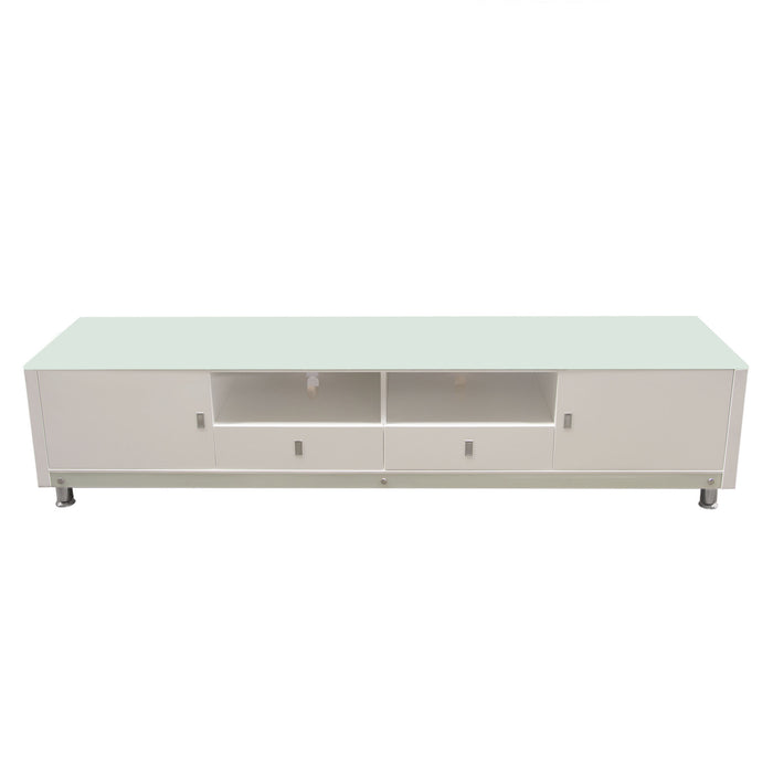 K99 83 Inch Low Profile Entertainment Cabinet in White Lacquer Finish w/ RGB Multi-Color Accent Light by Diamond Sofa image