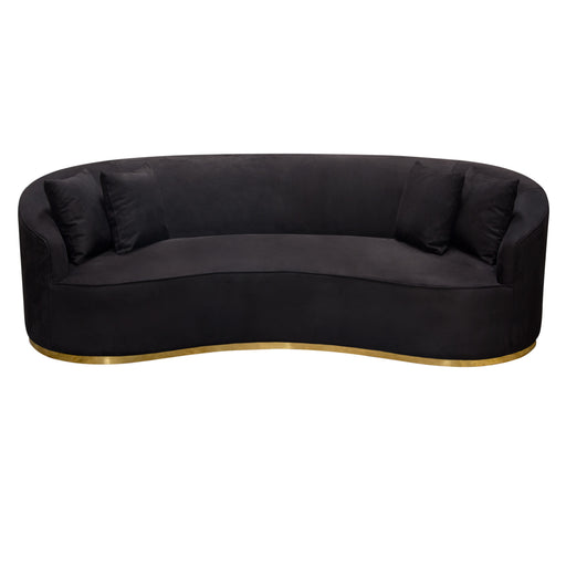Raven Sofa in Black Suede Velvet w/ Brushed Gold Accent Trim by Diamond Sofa image