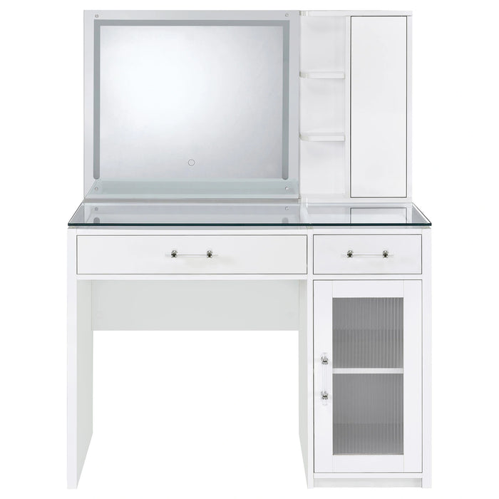 Flora Makeup Vanity Table with LED Mirror and Stool Set