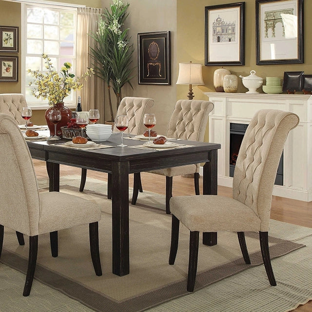 Sania 7 Pc Dining Table Set Antique Black