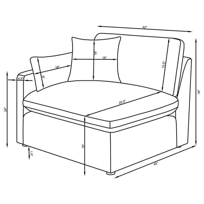 Hobson 5 Pc Sectionals (2 Armless Chair, 1 Corner, Left-Arm-Facing Piece and Right-Arm-Facing Piece)