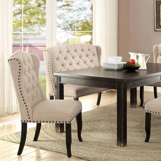 Sania 6 Pc Dining Table Set with Bench Rustic