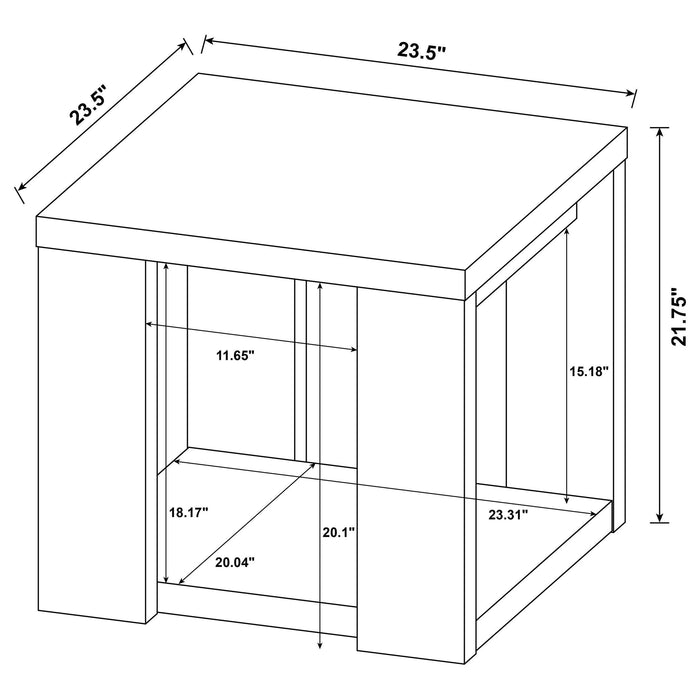 Pavone Open-Shelf Coffee and End Table Set - Latte 3-Piece Set