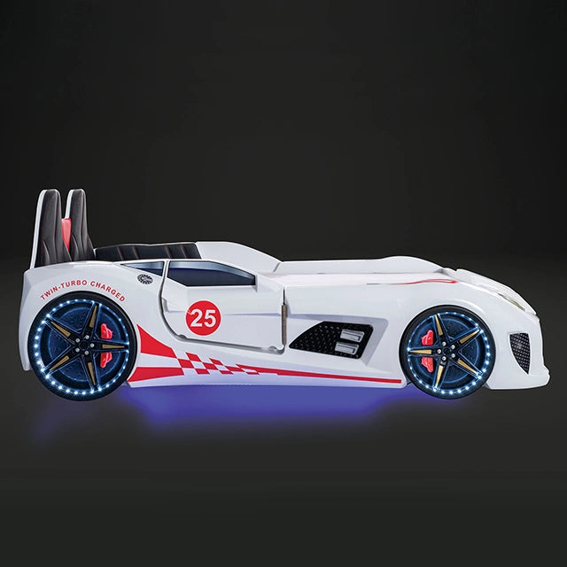 Trackster Bed White, Red,, Black, & Blue