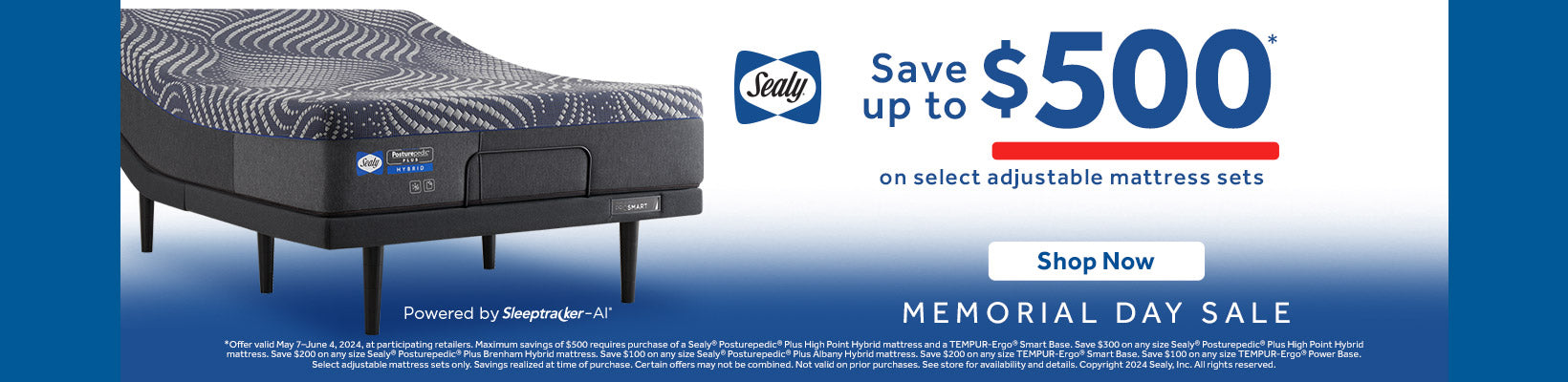 Sealy Memorial Day Sale Save up to $500 on Select Adjustable Mattress Sets