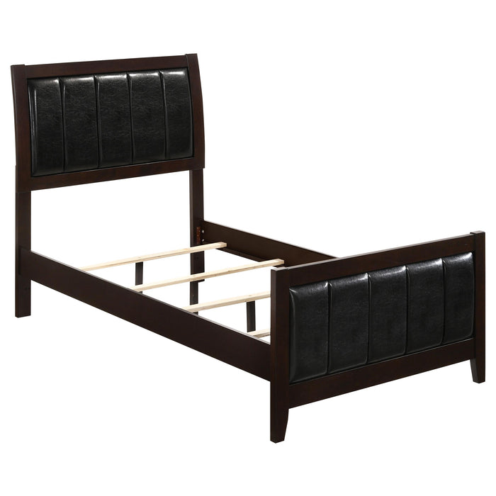 Carlton Full & Twin Upholstered Panel Bed Cappuccino and Black