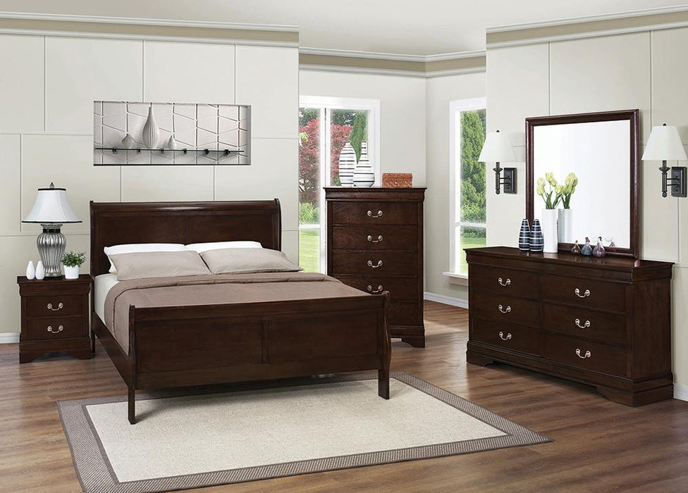 Louis Philippe 4-Piece Queen Panel Bedroom Set with High Headboard