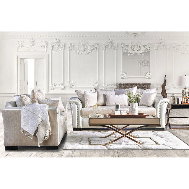 Benigno Love Seat Silver & Gray