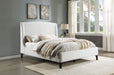 Mosby Upholstered Wingback Platform Bed in Grey Chunky Bouclé - LasVegasFurnitureOnline.com