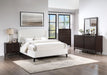 Mosby Upholstered Wingback Platform Bed in Grey Chunky Bouclé - LasVegasFurnitureOnline.com