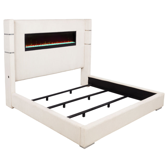 Tisdall Wingback Bed with Flame Visualizer - LasVegasFurnitureOnline.com