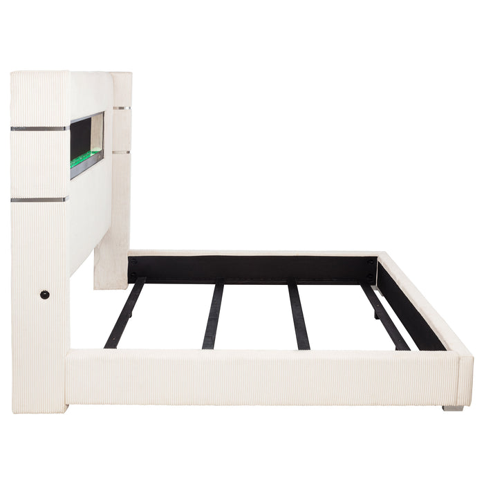 Tisdall Wingback Bed with Flame Visualizer - LasVegasFurnitureOnline.com