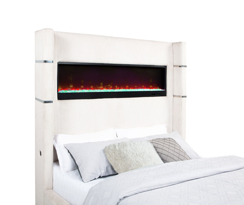 Tisdall Wingback Bed with Flame Visualizer - LasVegasFurnitureOnline.com