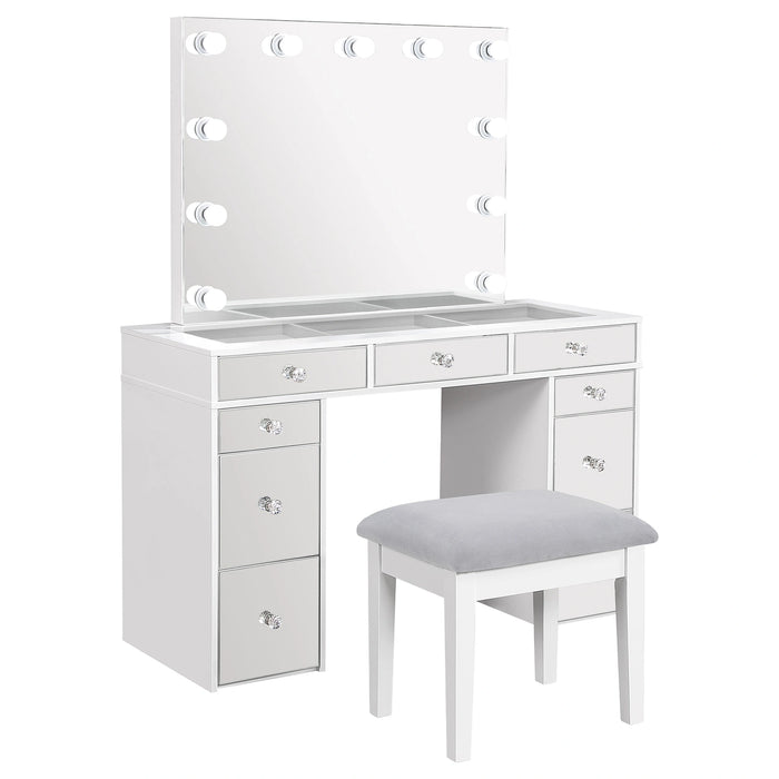 Regina Makeup Vanity Table with LED Mirror and Stool Set