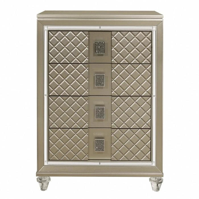 Youth Loudon 4 Drawer Chest in Champagne Metallic B1515-9