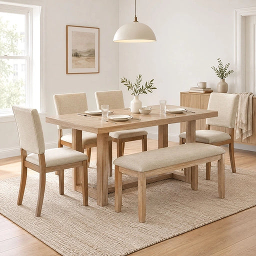 Salvino 6 Pc. Dining Table Set w/ Bench - Dining Table Set | Las Vegas Furniture Online