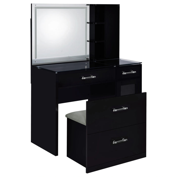 Flora Makeup Vanity Table with LED Mirror and Stool Set
