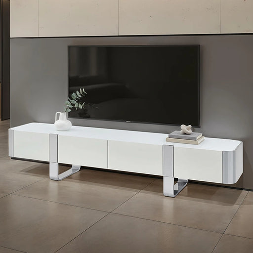 Larvik TV Stand White w/ Silver Frame - TV Stand | Las Vegas Furniture Online