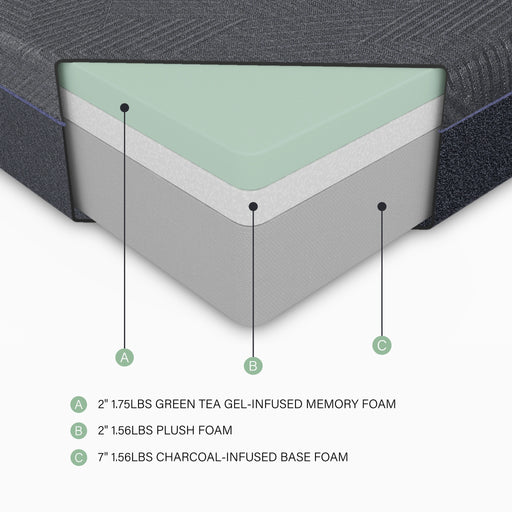 Burnham-11" Green Tea Gel-Infused Memory Foam Mattress Display Cube image
