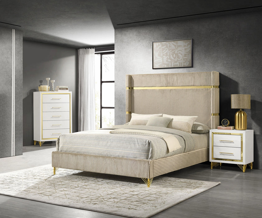 Lucia 5 Pc Bedroom Set (Queen Bed, Nightstand, Dresser, Mirror and Chest)