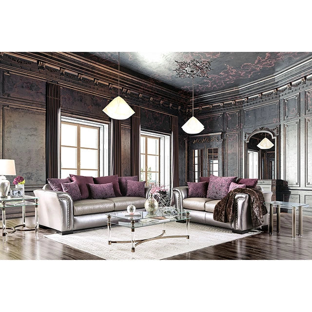 Benigno Love Seat Silver & Gray