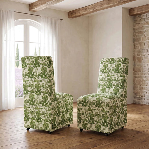 Durham Dining Chair w/ 4 Casters (1/CTN) Seaside Cabbage Rose Green/White - Dining Chair | Las Vegas Furniture Online - View 2