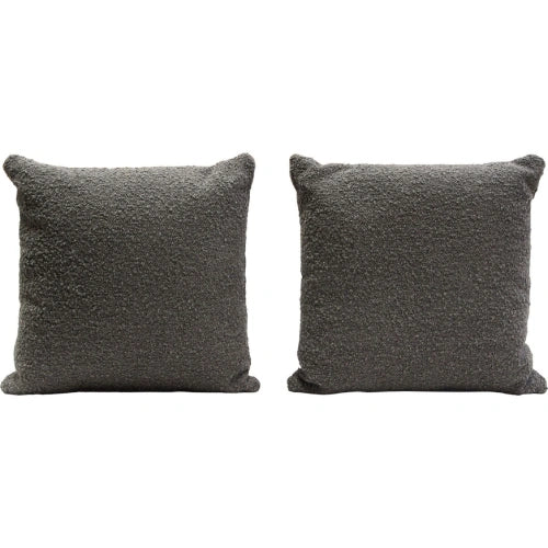 Set of (2) 16" Square Accent Pillows in Charcoal Boucle Textured Fabric