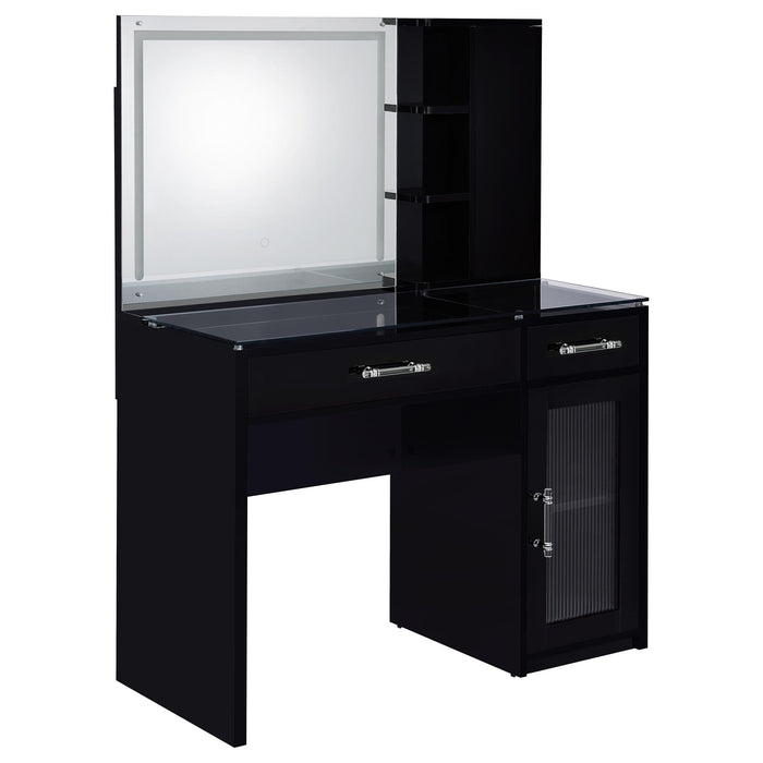 Flora 2-drawer Vanity Set with LED Mirror High Gloss