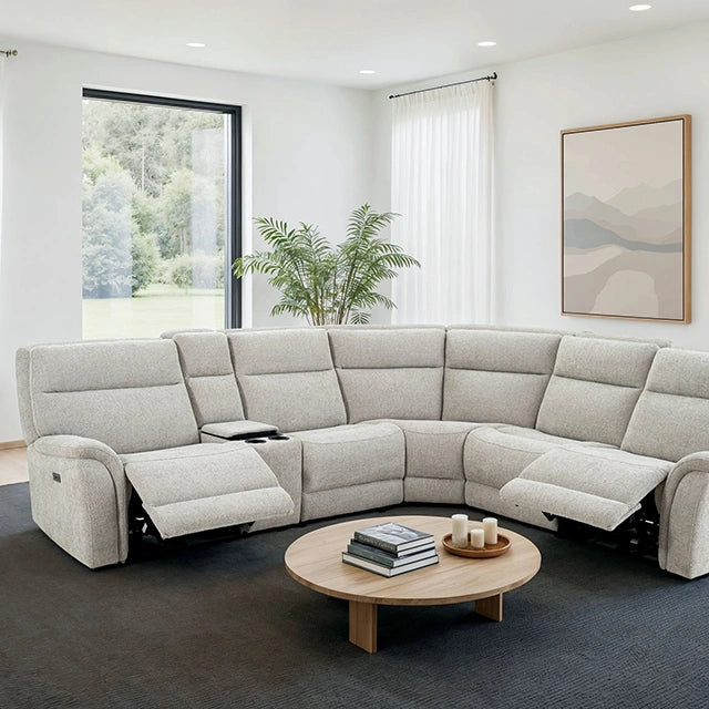 Mattheus Power Sectional with Console + 2 Recliners - Sectional | Las Vegas Furniture Online - View 3