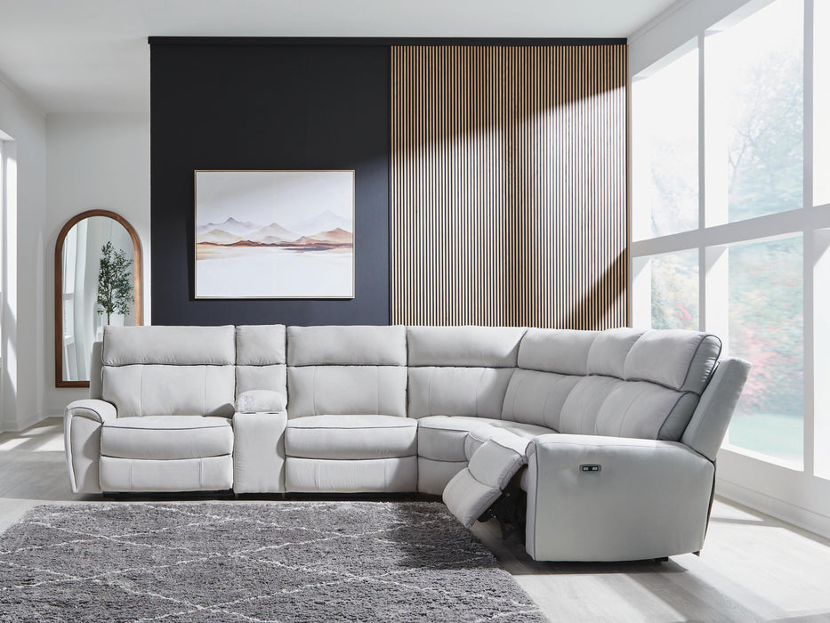 Social Pointe Reclining Sectional with Storage Console - LasVegasFurnitureOnline.com