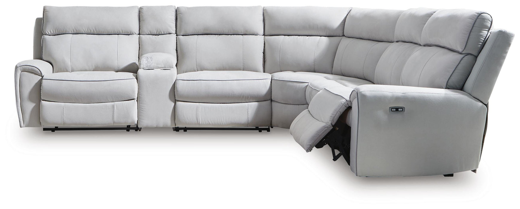 Social Pointe Reclining Sectional with Storage Console - LasVegasFurnitureOnline.com