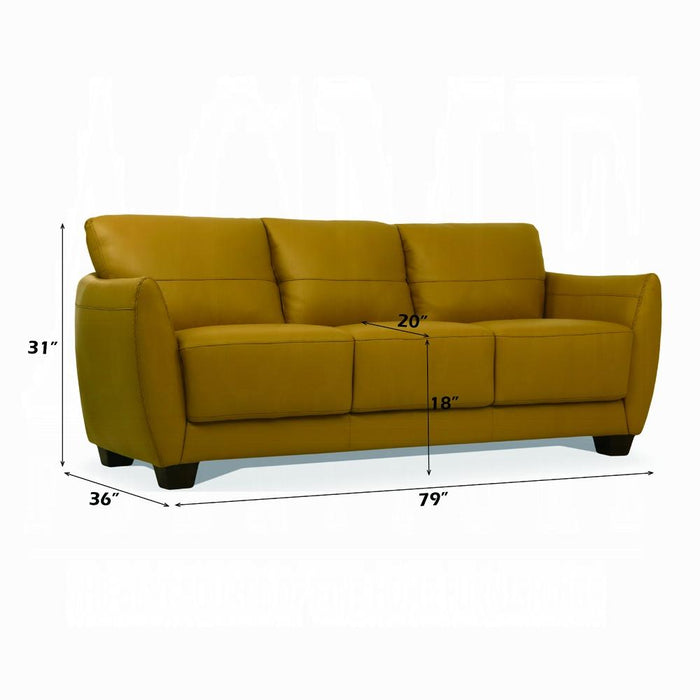 Valeria Mustard Leather Sofa - LasVegasFurnitureOnline.com