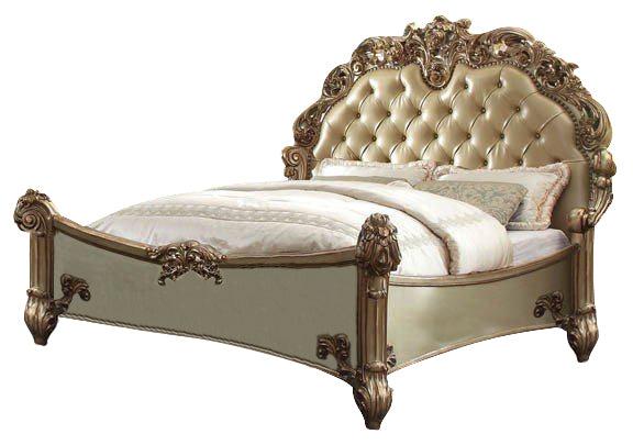Acme Vendome Button Tufted Queen Bed in Gold Patina 23000Q - LasVegasFurnitureOnline.com