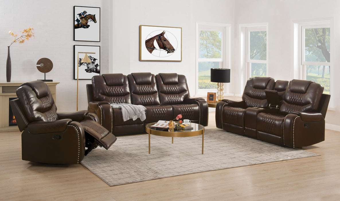 Braylon Brown PU Sofa (Motion) - LasVegasFurnitureOnline.com