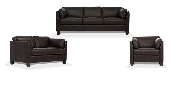 Matias Chocolate Leather Sofa - LasVegasFurnitureOnline.com