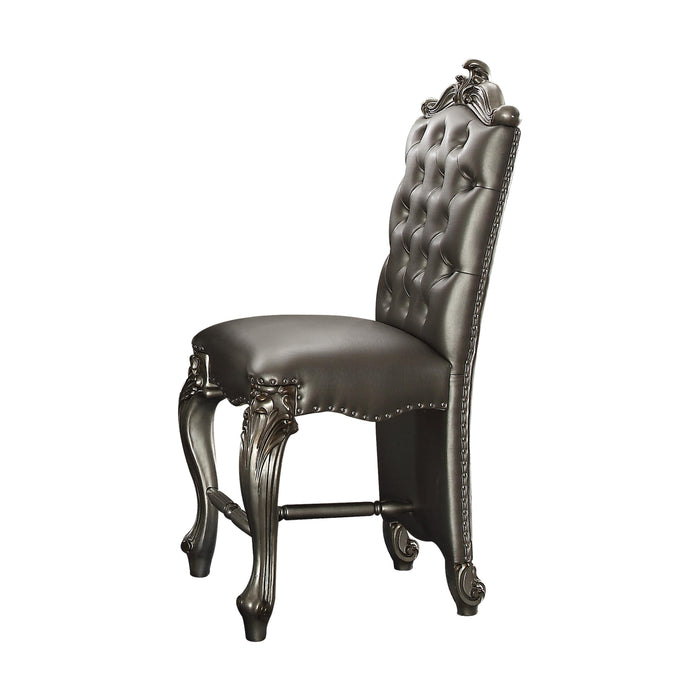 Versailles Silver PU & Antique Platinum Counter Height Chair - LasVegasFurnitureOnline.com