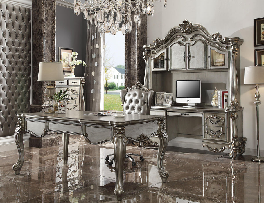 Versailles Antique Platinum Computer Desk & Hutch - LasVegasFurnitureOnline.com
