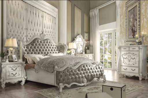 Versailles Vintage Gray PU & Bone White Eastern King Bed - LasVegasFurnitureOnline.com