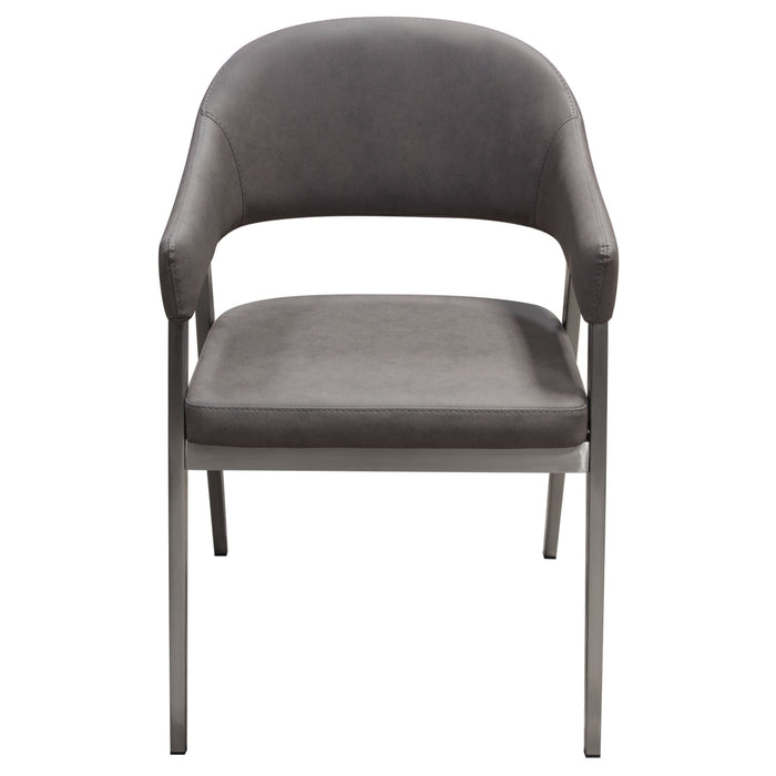 Adele Set of Two Dining/Accent Chairs in Grey Leatherette w/ Brushed Stainless Steel Leg by Diamond Sofa