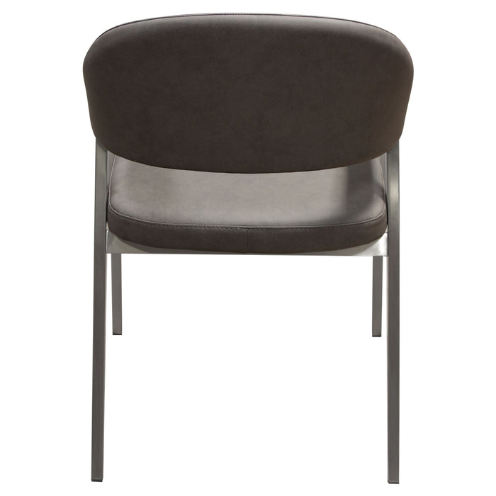 Adele Set of Two Dining/Accent Chairs in Grey Leatherette w/ Brushed Stainless Steel Leg by Diamond Sofa