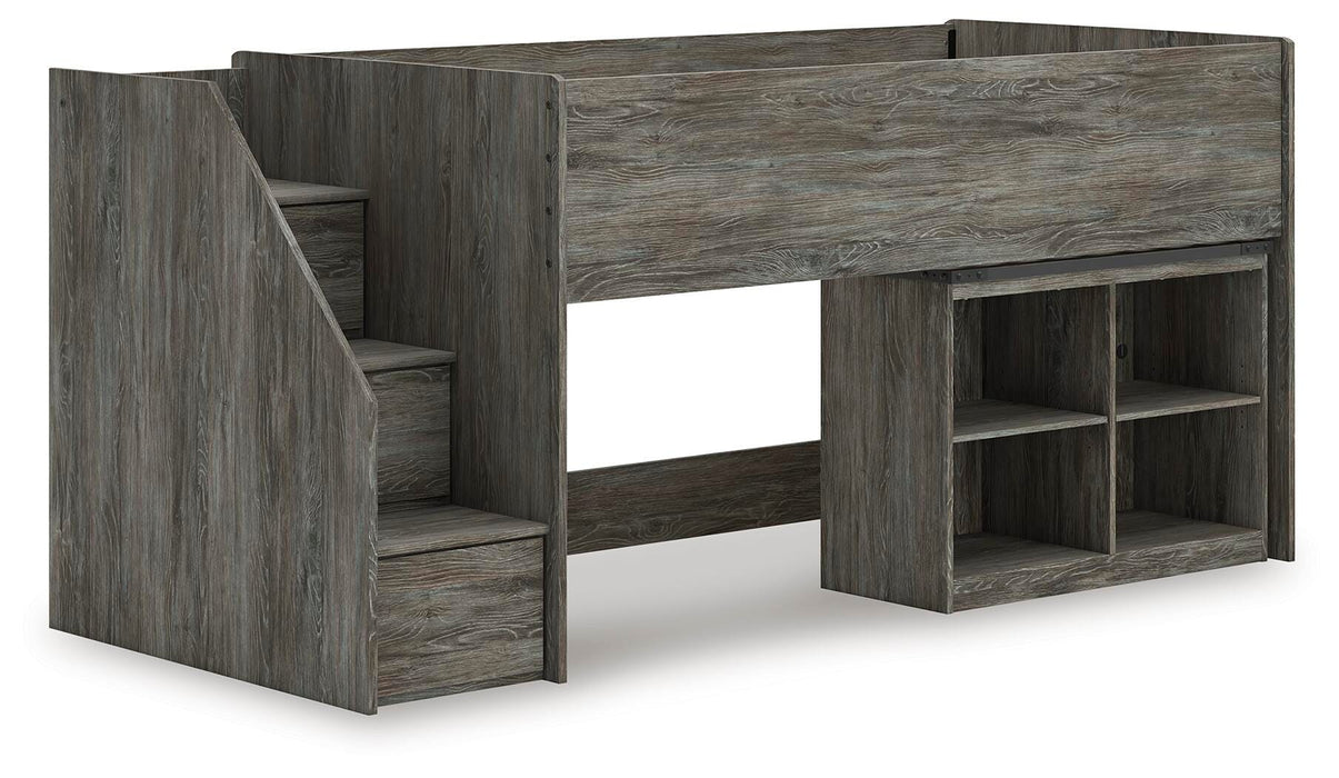 Frandern Loft Bed with Bookcase Storage - LasVegasFurnitureOnline.com