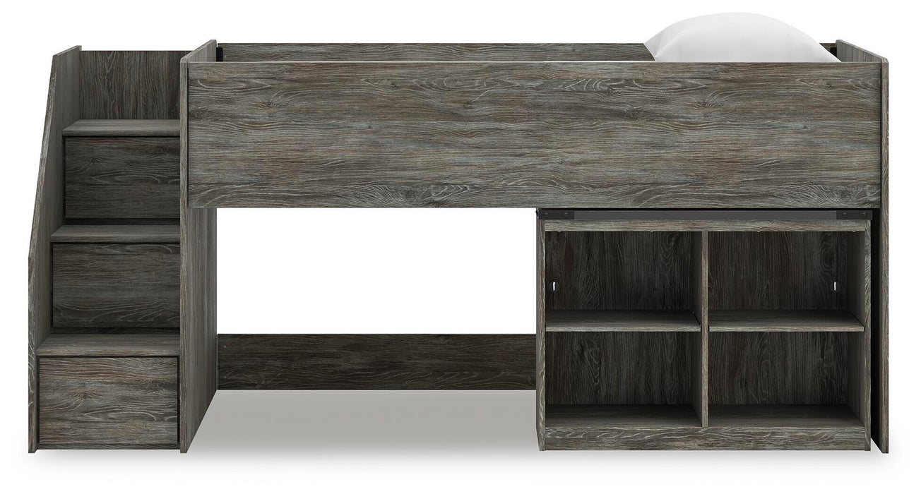 Frandern Loft Bed with Bookcase Storage - LasVegasFurnitureOnline.com