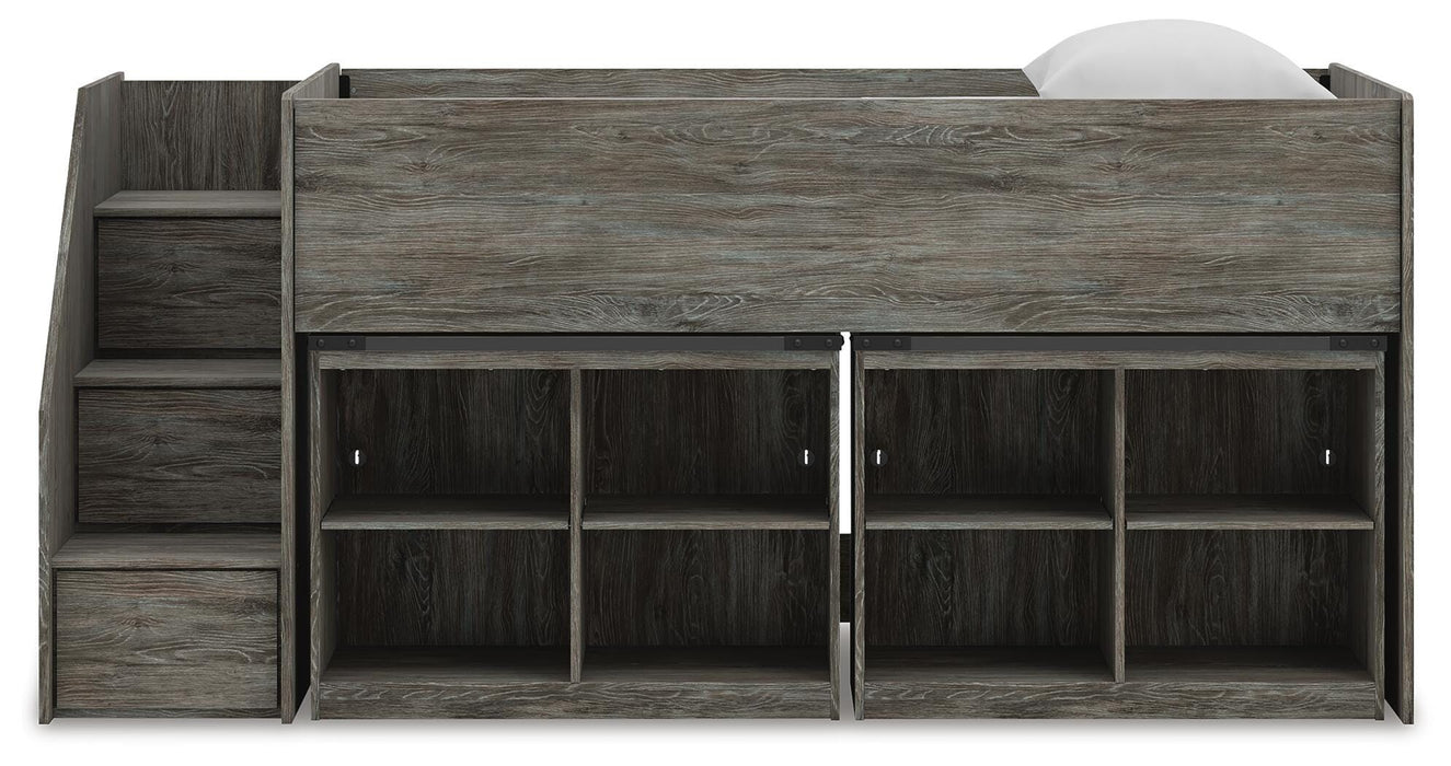 Frandern Loft Bed with Bookcase Storage - LasVegasFurnitureOnline.com