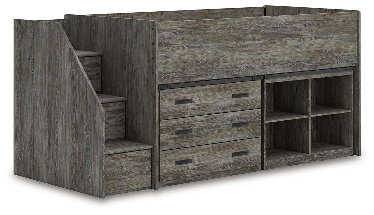 Frandern Loft Bed with Bookcase and Drawer Storage - LasVegasFurnitureOnline.com